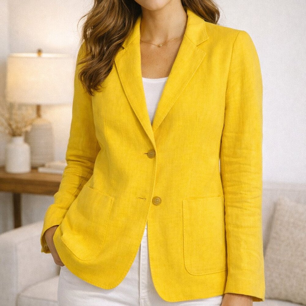 MaxMara Bright Yellow Tailored Linen Blazer, sz 8, EUC, superb tailoring